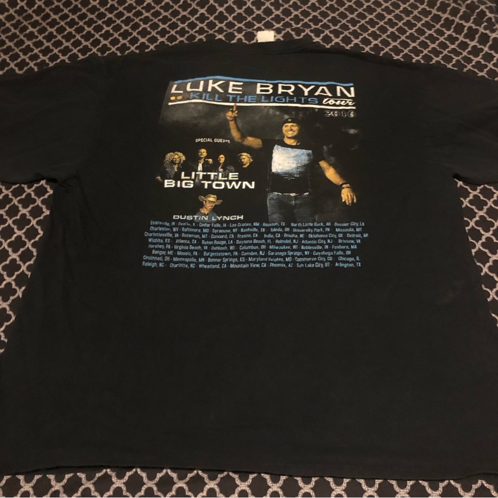 Luke Bryan 2016 Tour Lil Band Town Shirt Adult Large Black Short Sleeve Graphic